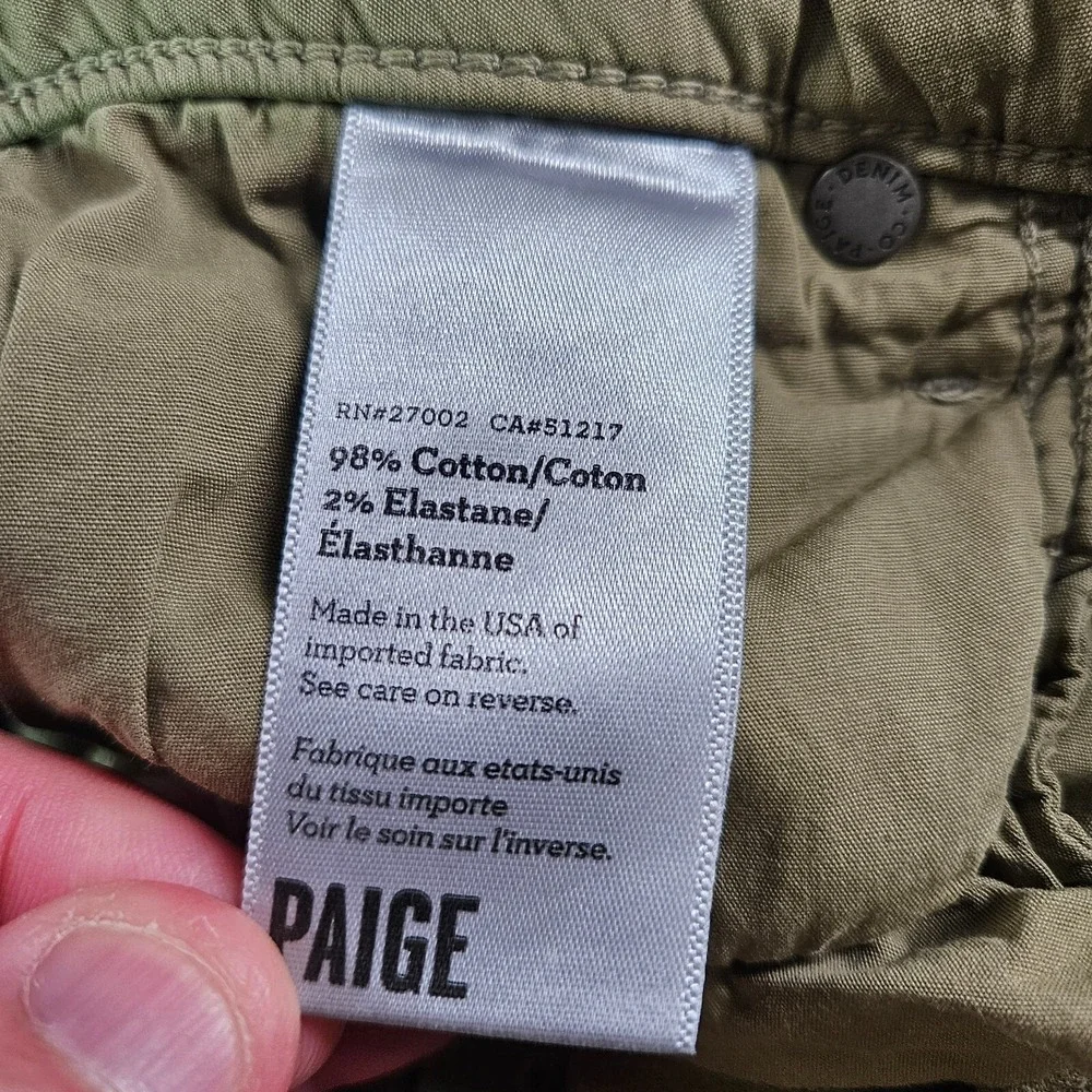 Paige Pants‎ Jeans Women Size 25 Skinny Stretch Zip Detailed Olive Green